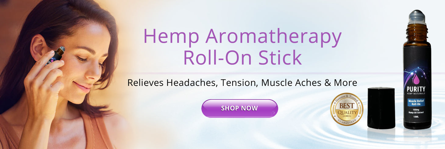 CBD essential oil pain relief roll-on by Purity Hemp Naturals — fast-acting topical